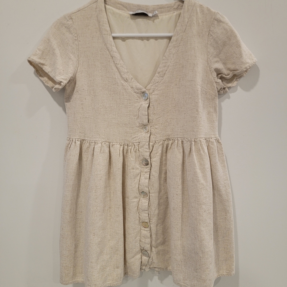 Petal & Pup Cream Short Sleeve Mini Dress Tunic Size 6